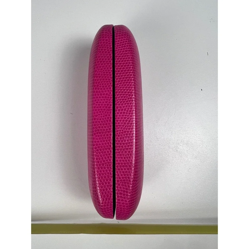 Lilly Pulitzer Eyeglass Case Hard Shell Pink Lizard Embossed‎ Gold Logo